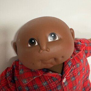 1984 Black Boy Cabbage Patch Doll Fibre-Craft Baby By MN Thomas Bald Vintage